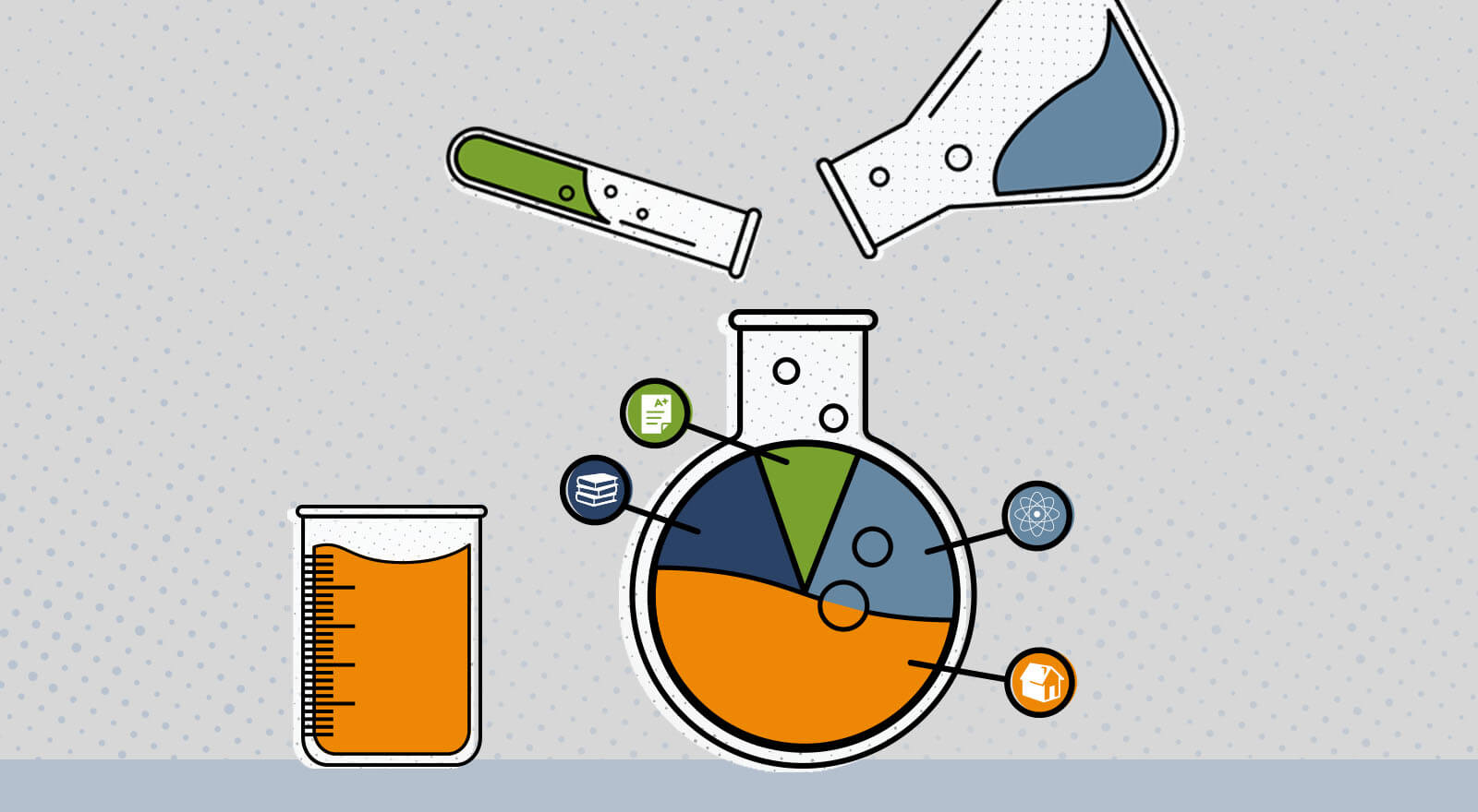 illustration of beakers symbolizing cost of medical school