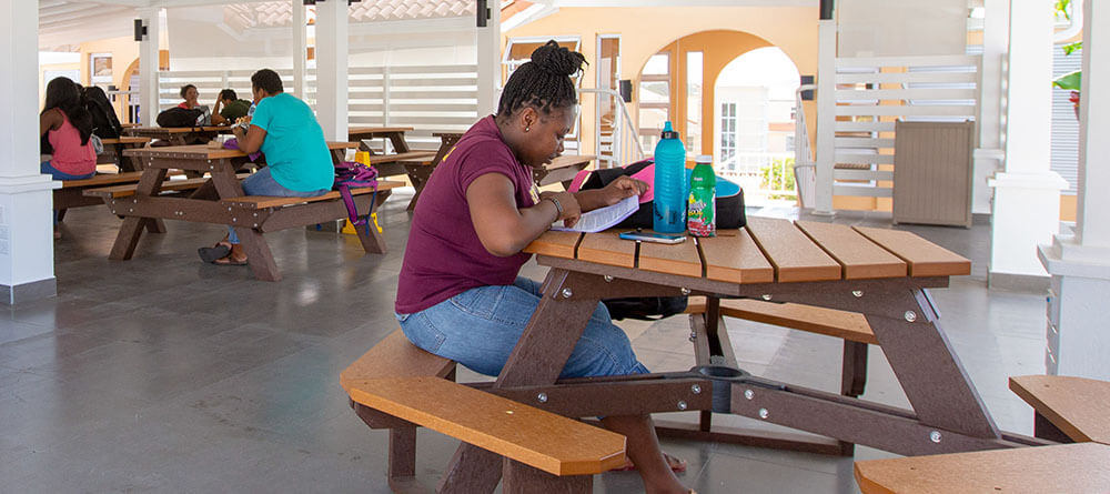 SGU medical student studying in Grenada