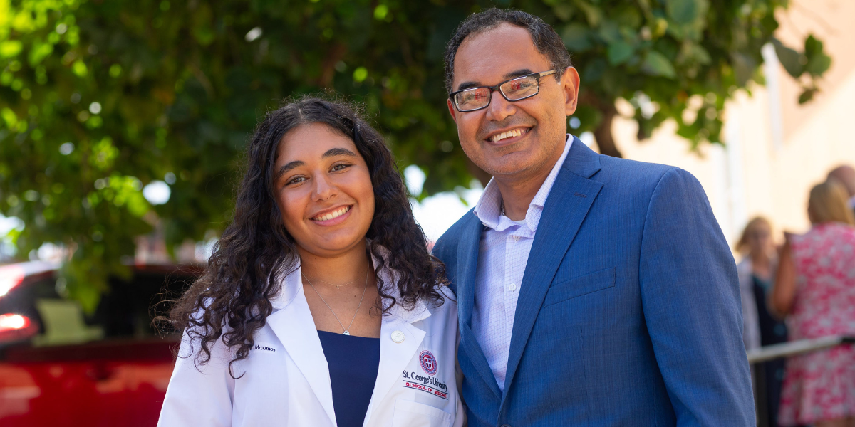 Gabrielle Maximos and Dr. Bessem Maximos at the fall 2025 white coat ceremony