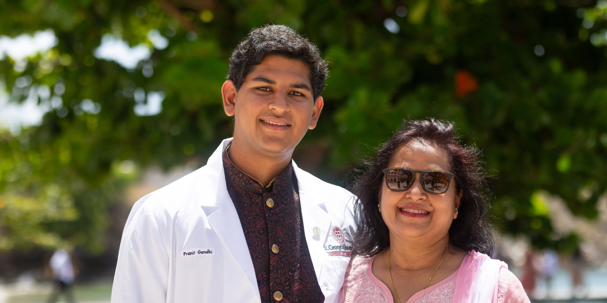 Pranit Gandhi and Dr. Divya Gandhi at the fall 2025 white coat ceremony