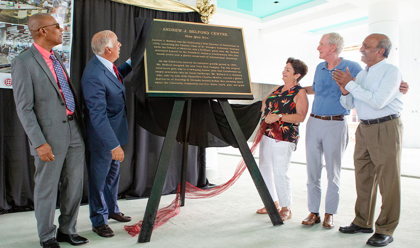 SGU administrators at dedication ceremony for Andrew J. Belford Centre