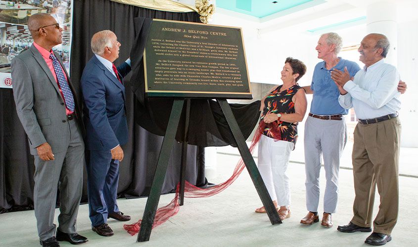 SGU administrators at dedication ceremony for Andrew J. Belford Centre