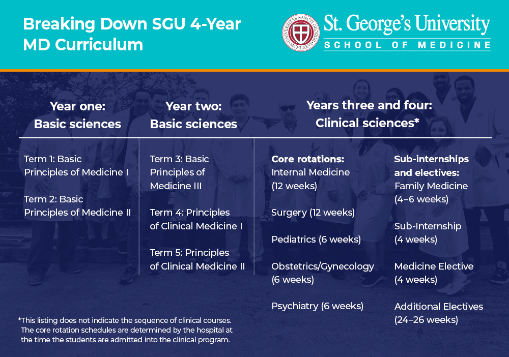 Table showing medical school curriculum