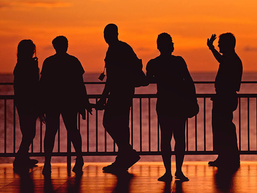 Students enjoying a Grenada sunset