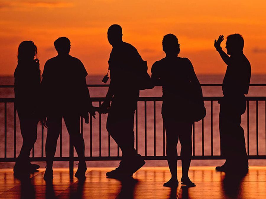 Students enjoying a Grenada sunset